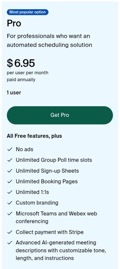 Doodle pricing plans
