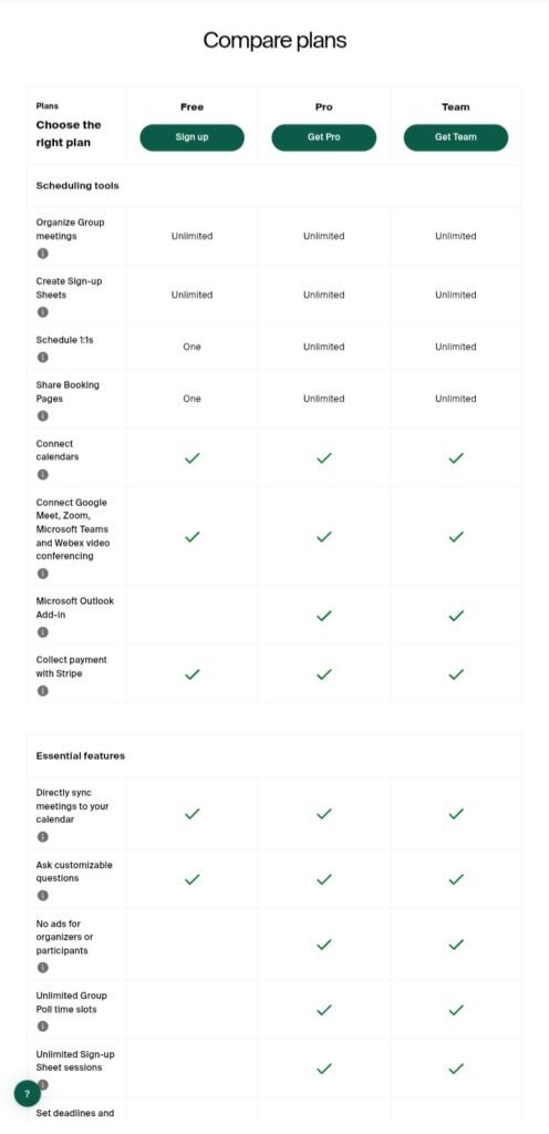 Doodle pricing plans